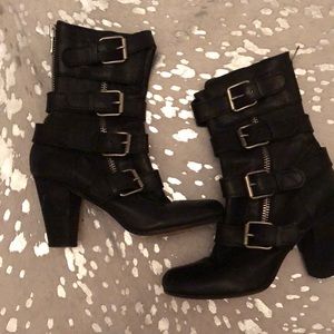 Chloe boots for buckle zipper detail black leather